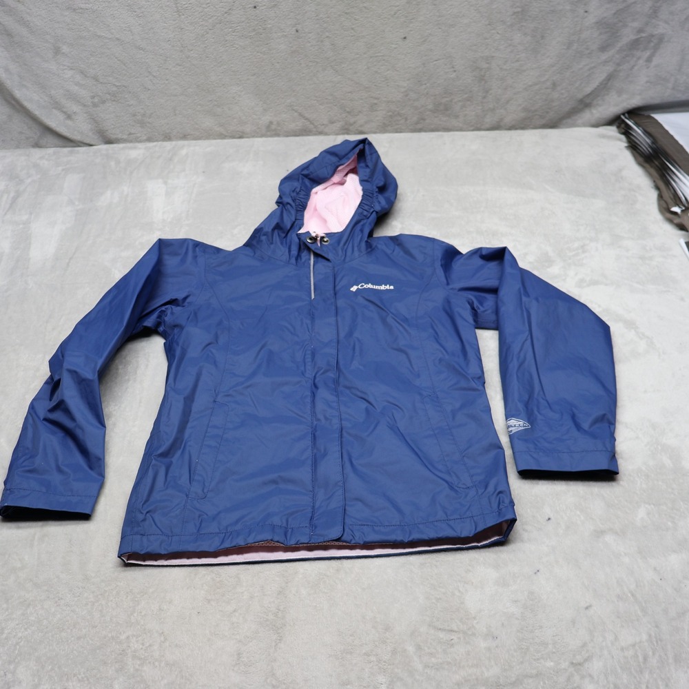 Columbia Jacket Girls Medium 10/12 Blue Arcadia Waterproof Mesh Lined Wind Rain